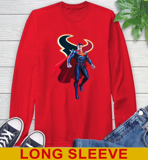 NFL Superman DC Sports Football Houston Texans Long Sleeve T-Shirt 10