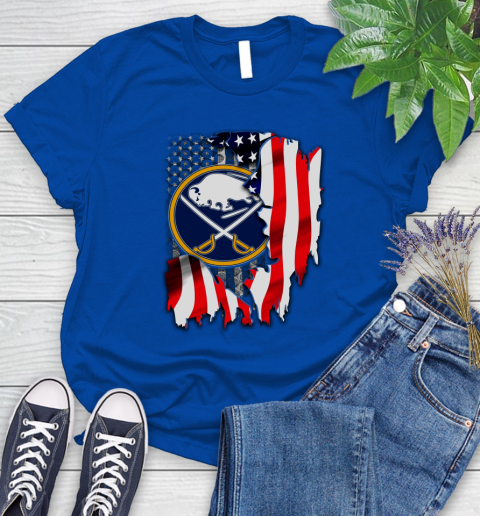 Buffalo Sabres NHL Hockey American Flag Women's T-Shirt 12