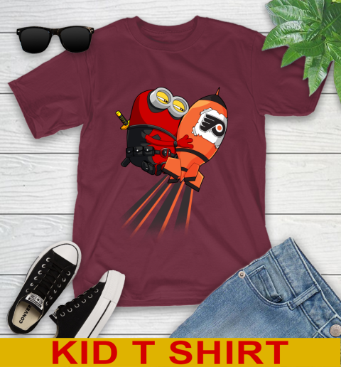 NHL Hockey Philadelphia Flyers Deadpool Minion Marvel Shirt Youth T-Shirt 5