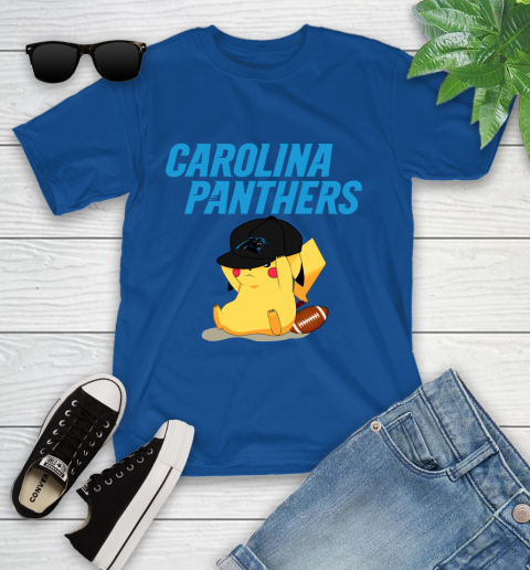 NFL Pikachu Football Sports Carolina Panthers Youth T-Shirt 9