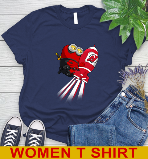 NHL Hockey New Jersey Devils Deadpool Minion Marvel Shirt Women's T-Shirt 12