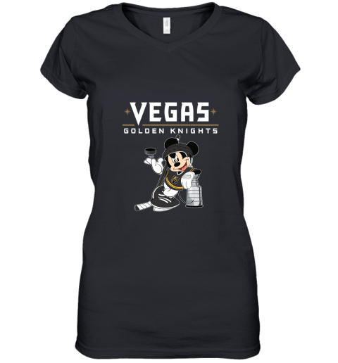 Mickey Vegas Golden Knights With The Stanley Cup Hockey NHL Women's V-Neck T-Shirt