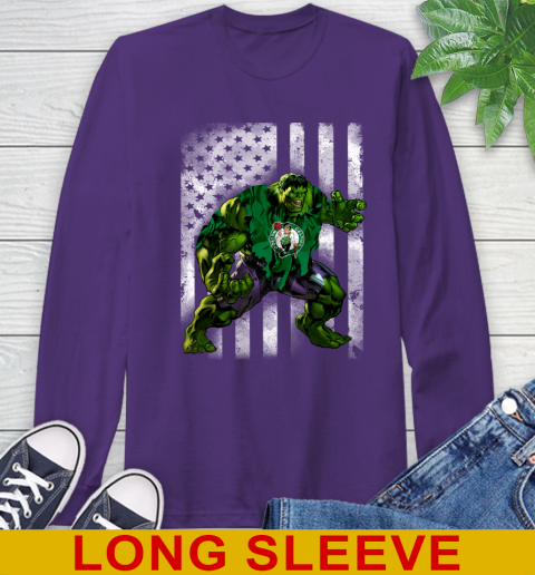 Boston Celtics Hulk Marvel Avengers NBA Basketball American Flag Long Sleeve T-Shirt 5
