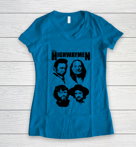 Willie Nelson Johnny Cash Outlaw Country Super Group The Highwaymen Women's V-Neck T-Shirt 4