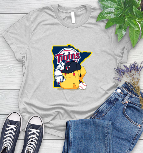 MLB Pikachu Baseball Sports Minnesota Twins Women's T-Shirt
