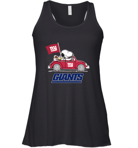 Snoopy And Woodstock Ride The New York Giants Car NFL Racerback Tank