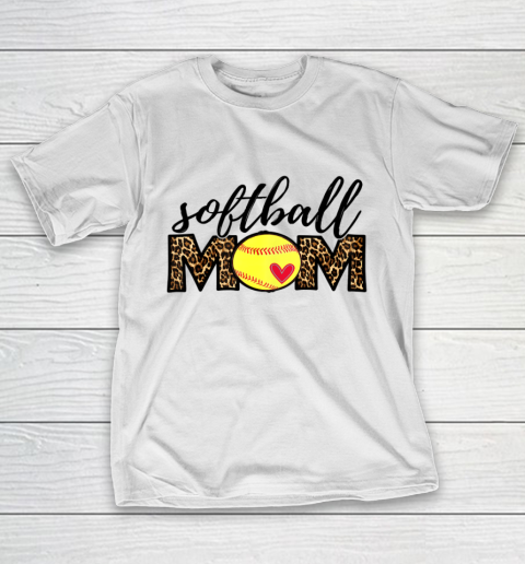 Softball Mom Leopard Funny Baseball Mom Mother s Day 2021 T-Shirt