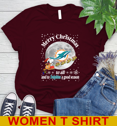 Miami Dolphins Merry Christmas To All And To Dolphins A Good Season NFL Football Sports Women's T-Shirt 6