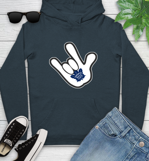Toronto Maple Leafs NHL Hockey Mickey Rock Hand Disney Youth Hoodie 8
