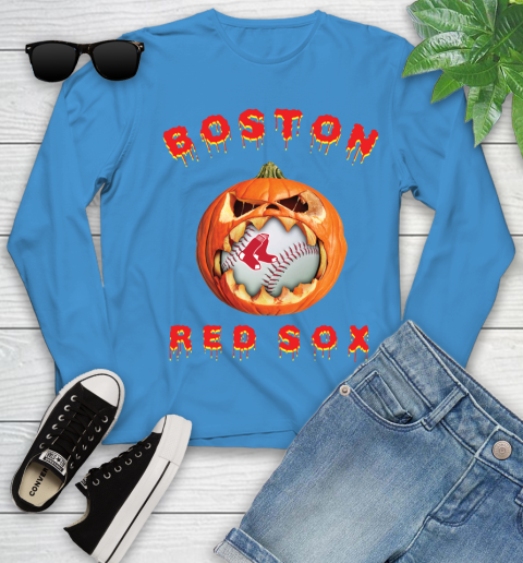 MLB Boston Red Sox Halloween Pumpkin Baseball Sports Youth Long Sleeve 7