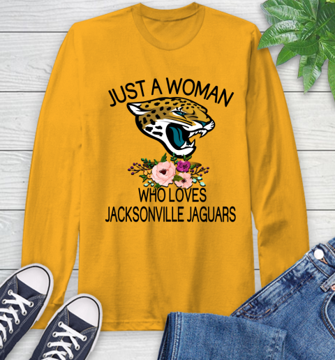 NFL Just A Woman Who Loves Jacksonville Jaguars Football Sports Long Sleeve T-Shirt 2