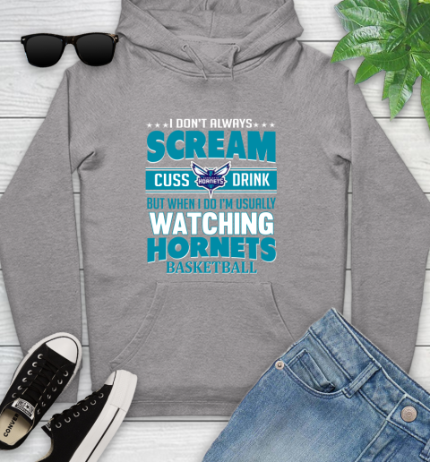 Charlotte Hornets NBA Basketball I Scream Cuss Drink When I'm Watching My Team Youth Hoodie 6