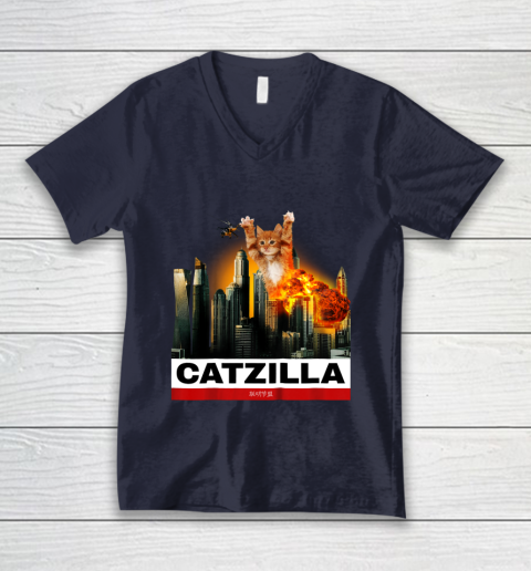 CATZILLA  Funny Kitty Tshirt for Cat lovers to Halloween V-Neck T-Shirt 2