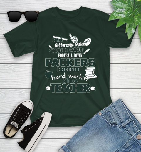 Green Bay Packers NFL I'm A Difference Making Student Caring Football Loving Kinda Teacher Youth T-Shirt 5