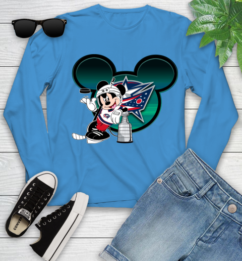 NHL Columbus Blue Jackets Stanley Cup Mickey Mouse Disney Hockey T Shirt Youth Long Sleeve 7