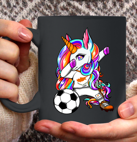 Dabbing Unicorn Cyprus Soccer Fans Jersey Cypriot Football Ceramic Mug 11oz