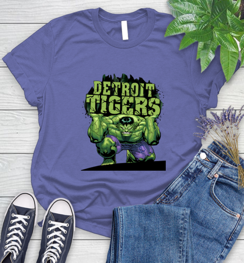 Detroit Tigers MLB Baseball Incredible Hulk Marvel Avengers Sports Women's T-Shirt 11