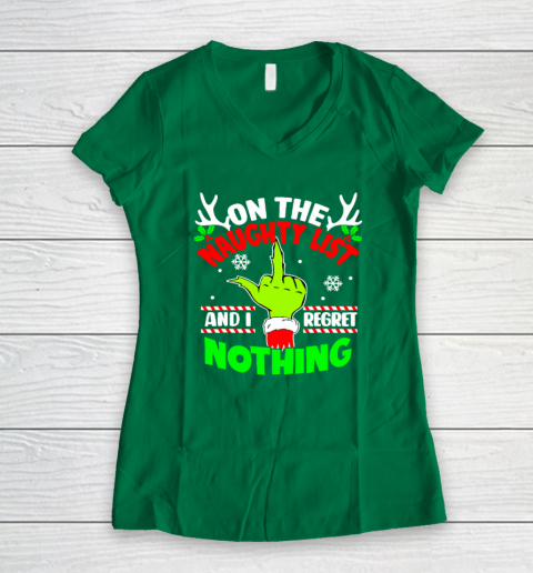 Funny On The List Of Naughty And I Regret Nothing Christmas Women's V-Neck T-Shirt 3