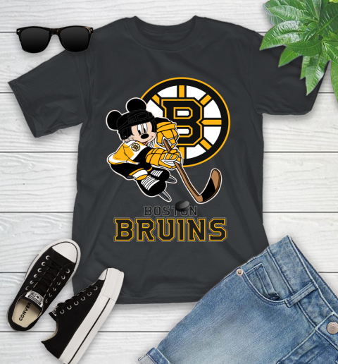NHL Boston Bruins Mickey Mouse Disney Hockey T Shirt Youth T-Shirt 2