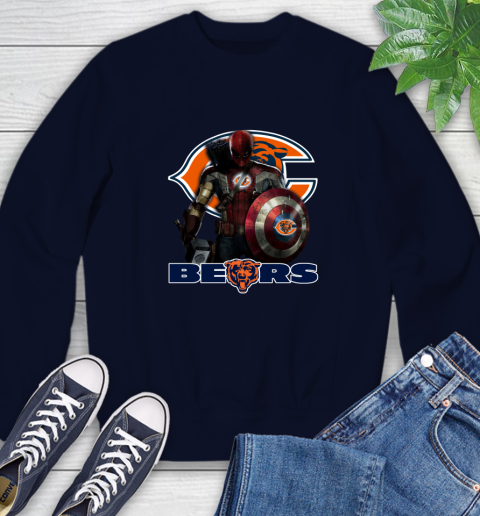 NFL Captain America Thor Spider Man Hawkeye Avengers Endgame Football Chicago Bears Sweatshirt 3