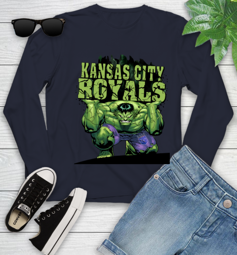Kansas City Royals MLB Baseball Incredible Hulk Marvel Avengers Sports Youth Long Sleeve 3