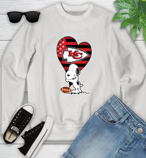 Kansas City Chiefs NFL Football The Peanuts Movie Adorable Snoopy Youth Sweatshirt