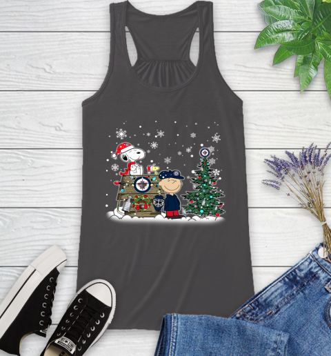 NHL Winnipeg Jets Snoopy Charlie Brown Woodstock Christmas Stanley Cup Hockey Racerback Tank 11