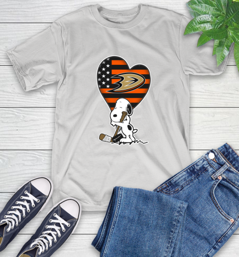 Anaheim Ducks NHL Hockey The Peanuts Movie Adorable Snoopy T-Shirt