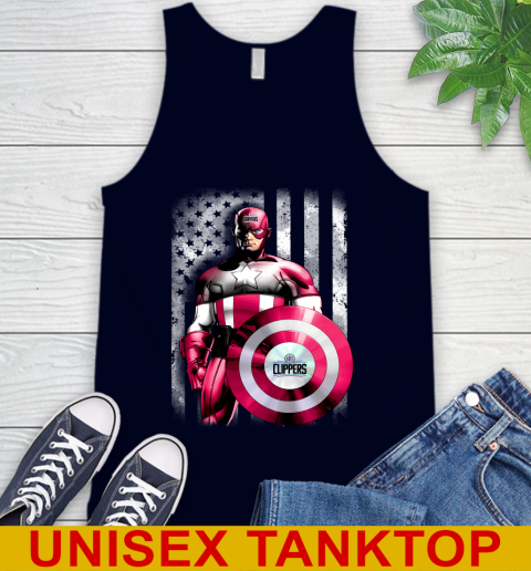 LA Clippers NBA Basketball Captain America Marvel Avengers American Flag Shirt Tank Top 2