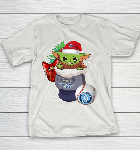 Tampa Bay Rays Christmas Baby Yoda Star Wars Funny Happy MLB Youth T-Shirt 11