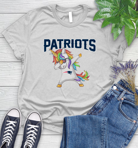 New England Patriots NFL Football Funny Unicorn Dabbing Sports Women's T-Shirt