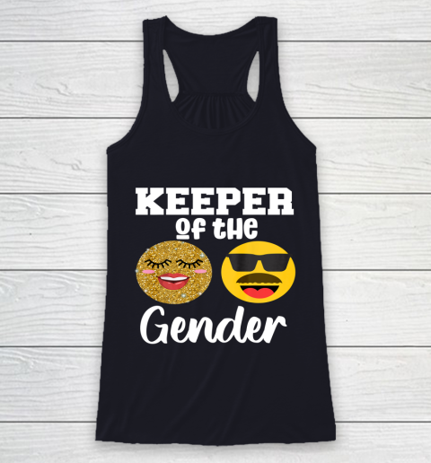 Keeper of the Gender Staches or Lashes Gender Reveal Party Racerback Tank 7
