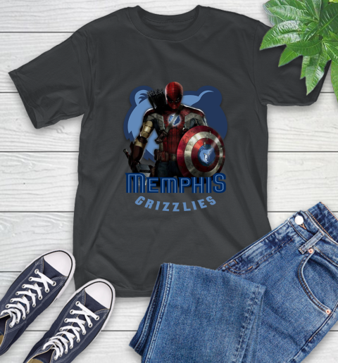 Memphis Grizzlies NBA Basketball Captain America Thor Spider Man Hawkeye Avengers T-Shirt 2