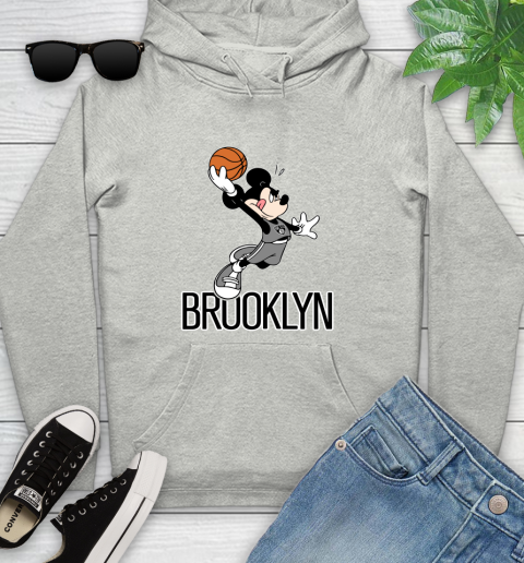 NBA Basketball Brooklyn Nets Cheerful Mickey Mouse Shirt Youth Hoodie 2