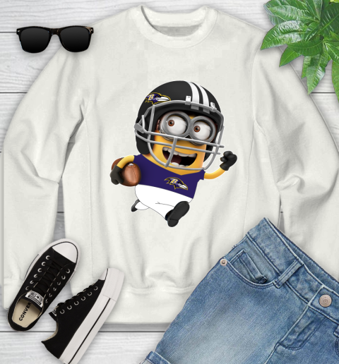 NFL Baltimore Ravens Minions Disney Football Sports Youth Sweatshirt