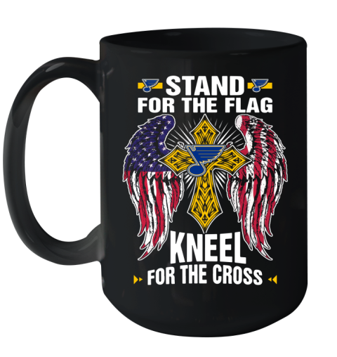 NHL Hockey St.Louis Blues Stand For Flag Kneel For The Cross Shirt Ceramic Mug 15oz