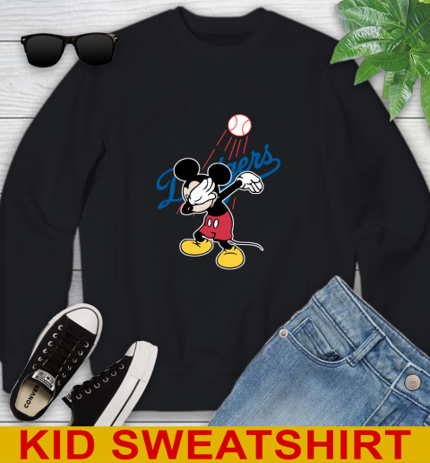 Los Angeles Dodgers MLB Baseball Dabbing Mickey Disney Sports Youth Sweatshirt 2