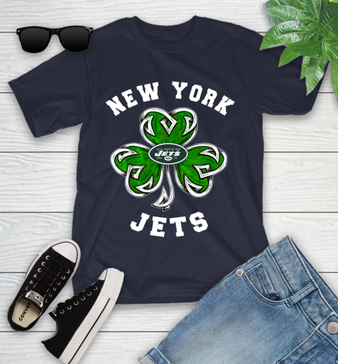 NFL New York Jets Three Leaf Clover St Patrick's Day Football Sports Youth T-Shirt 2