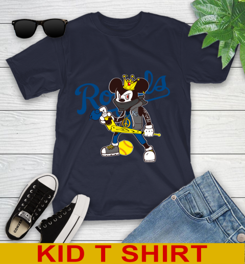 Kansas City Royals MLB Baseball Mickey Peace Sign Sports Youth T-Shirt 3