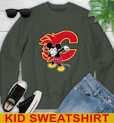 Calgary Flames NHL Hockey Dabbing Mickey Disney Sports Youth Sweatshirt 9