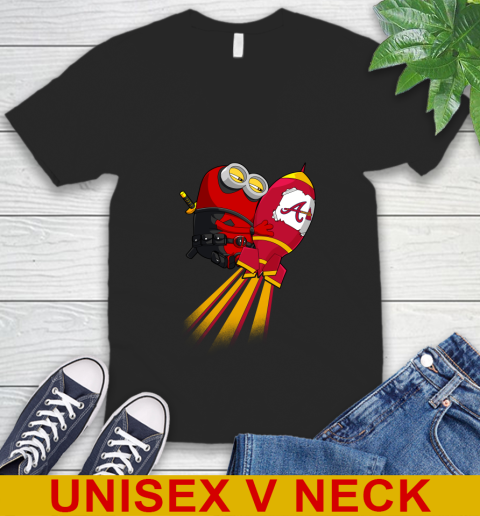 MLB Baseball Atlanta Braves Deadpool Minion Marvel Shirt V-Neck T-Shirt