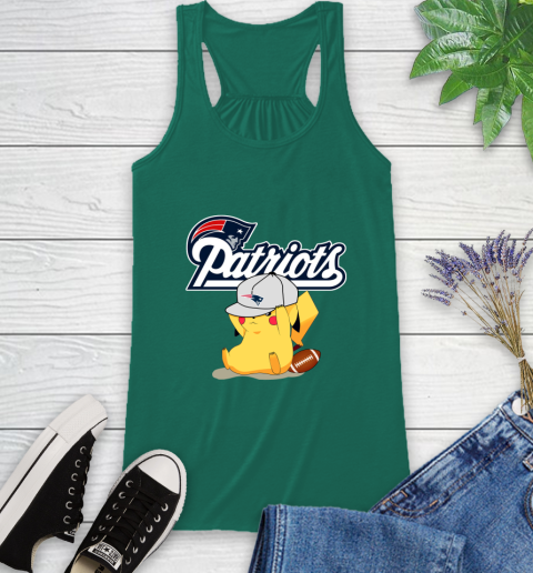 NFL Pikachu Football Sports New England Patriots Racerback Tank 7