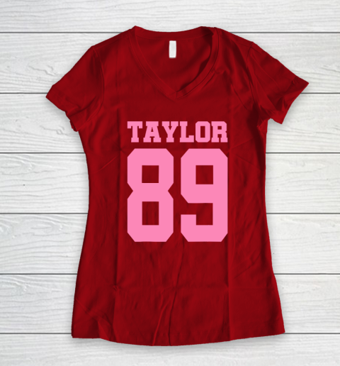 Pink Numbers Taylor 89 Women's V-Neck T-Shirt 6
