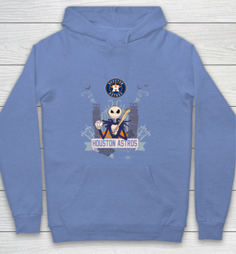 MLB Houston Astros Baseball Jack Skellington Halloween Youth Hoodie 8