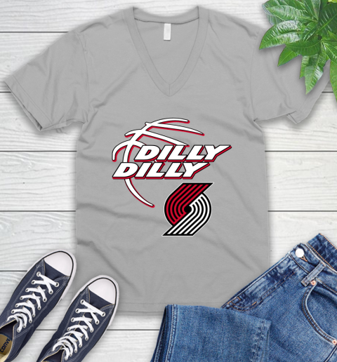 NBA Portland Trail Blazers Dilly Dilly Basketball Sports V-Neck T-Shirt 4