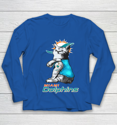 NFL Football My Cat Loves Miami Dolphins Youth Long Sleeve 7