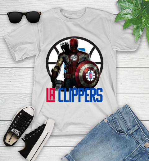 LA Clippers NBA Basketball Captain America Thor Spider Man Hawkeye Avengers Youth T-Shirt