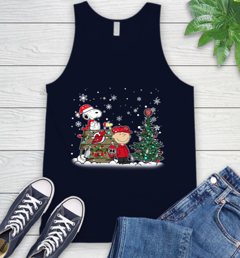 NHL New Jersey Devils Snoopy Charlie Brown Woodstock Christmas Stanley Cup Hockey Tank Top 2