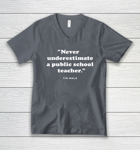 Never Underestimate a Public School Teacher  KAM47A 4 USA V-Neck T-Shirt 3