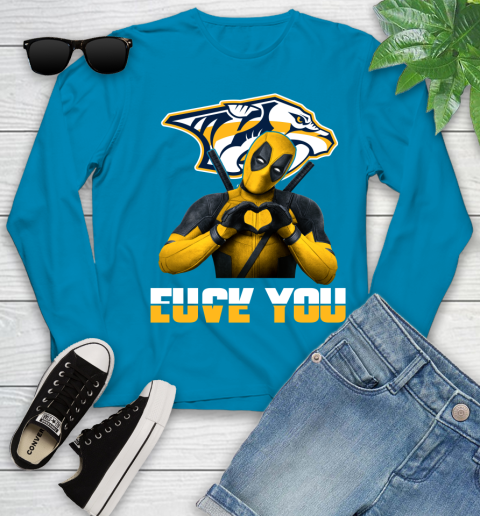 NHL Nashville Predators Deadpool Love You Fuck You Hockey Sports Youth Long Sleeve 8